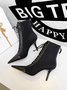 Simple Plain Height Increasing Zipper Block Heel Dress Boots Split Joint