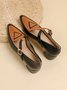 Urban Color Block Non-Slip Adjustable Buckle Low Heel T-Strap