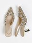 Elegant Plain Height Increasing Slip On Block Heel Back Empty  Shoes Glitter