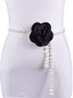 Elegant Camellia Flower Waist Chain Faux Pearls Necklace