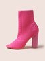 Urban Plain Breathable Slip On High Heel Sock Boots