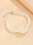 Elegant Color-block Faux Pearl Bead Multi-layer Necklace