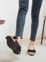 Elegant Color Block Non-Slip Slip On Low Heel Shallow Shoes Bow