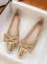 Elegant Color Block Non-Slip Slip On Low Heel Shallow Shoes Bow