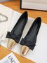 Elegant Color Block Non-Slip Slip On Low Heel Shallow Shoes Bow