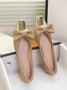 Elegant Color Block Non-Slip Slip On Low Heel Shallow Shoes Bow