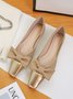 Elegant Color Block Non-Slip Slip On Low Heel Shallow Shoes Bow